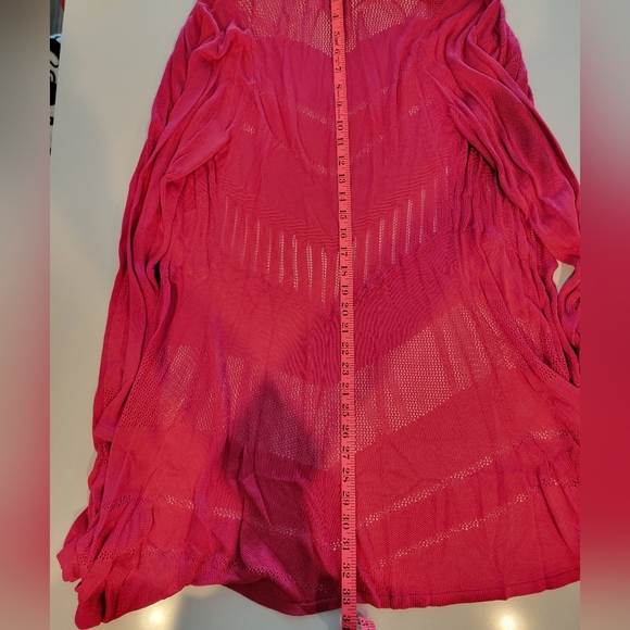 TORRID Fuchsia Pink Pointelle Open Cardigan Size 00 - Picture 13 of 14